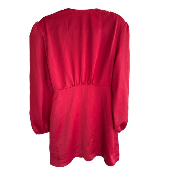 Sandro Paris Leana Wrap Effect Satin-Crepe Mini Dress Red EU Size 40 US Size 8 - Picture 7 of 8